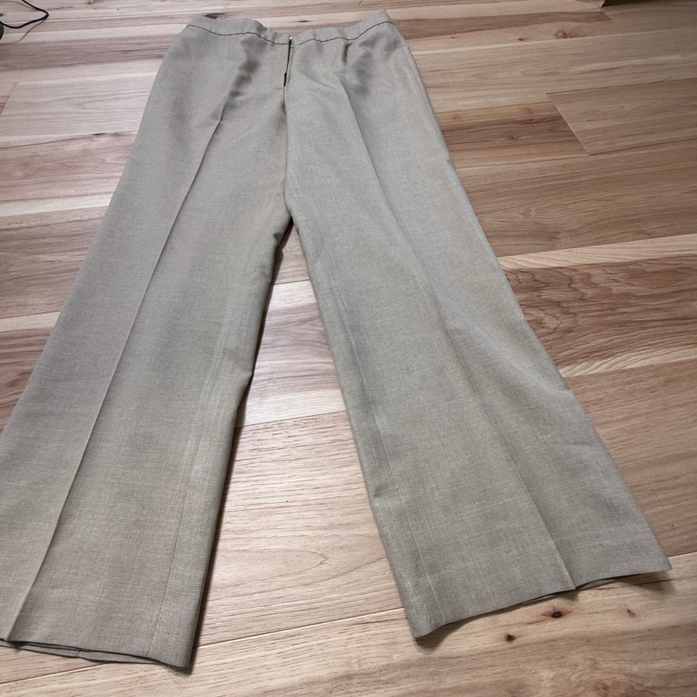 Jones Studio Career Pants Women 12 Tan Wide Leg High Waisted Lined Vintage 90s